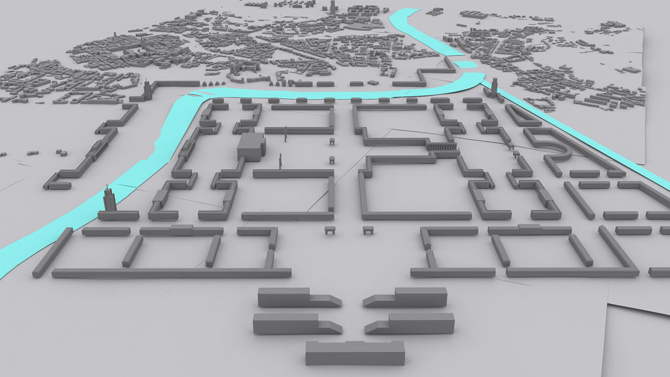 3D model of the Nazi architectural plan for Krakow. Model created by Davide Contiero