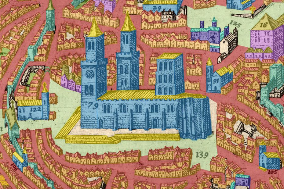 Digitally annotated medieval city view. Image credit: Edward Triplett